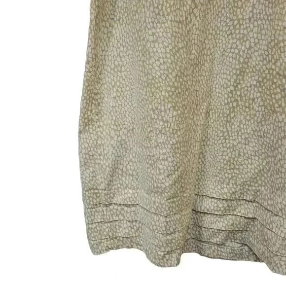 Nicole Miller Women's Green & White Floral Linen/Viscose V-Neck Short Sleeve Ple - Picture 11 of 14